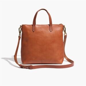 Madewell Ziptop Transport Crossbody Leather Tote